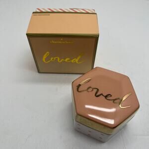 Charm School Loved Lidded Porcelain White Pink Polka Dot Box